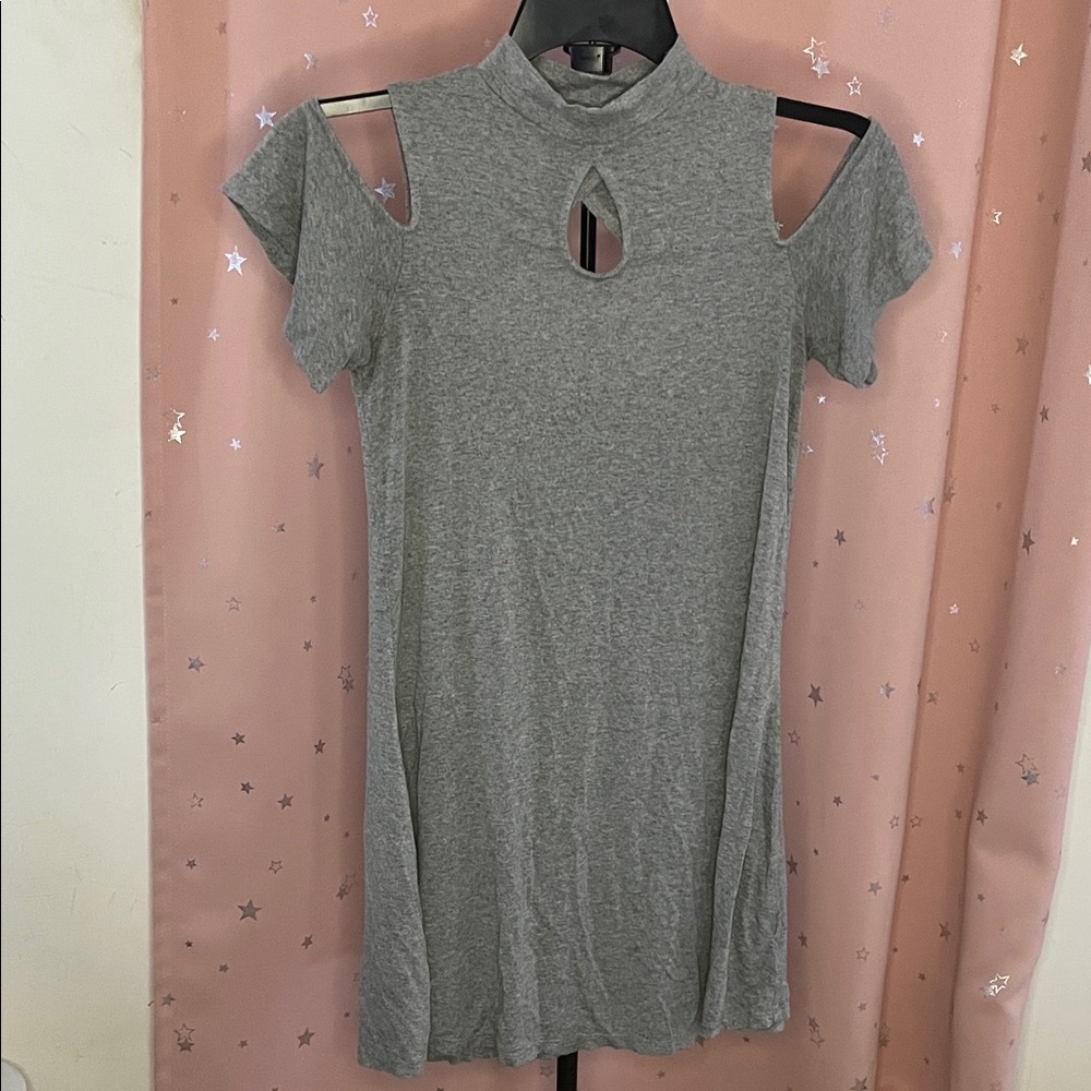 Gray Midi Dress with Cut-Out Design